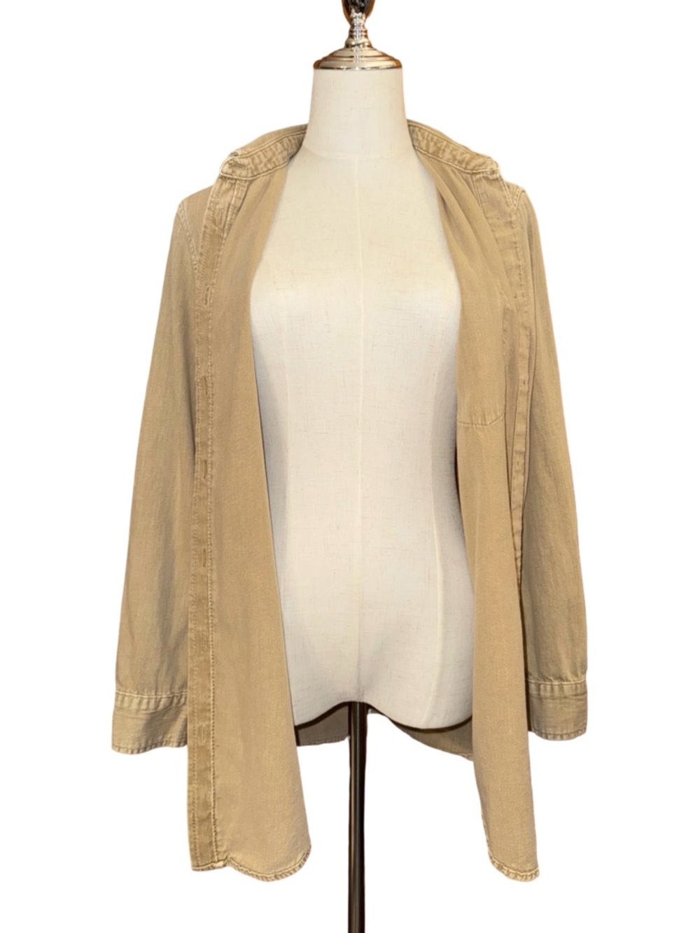 GAP Denim Boyfriend Shirt In New Sand Beige Size Small - Picture 6 of 9